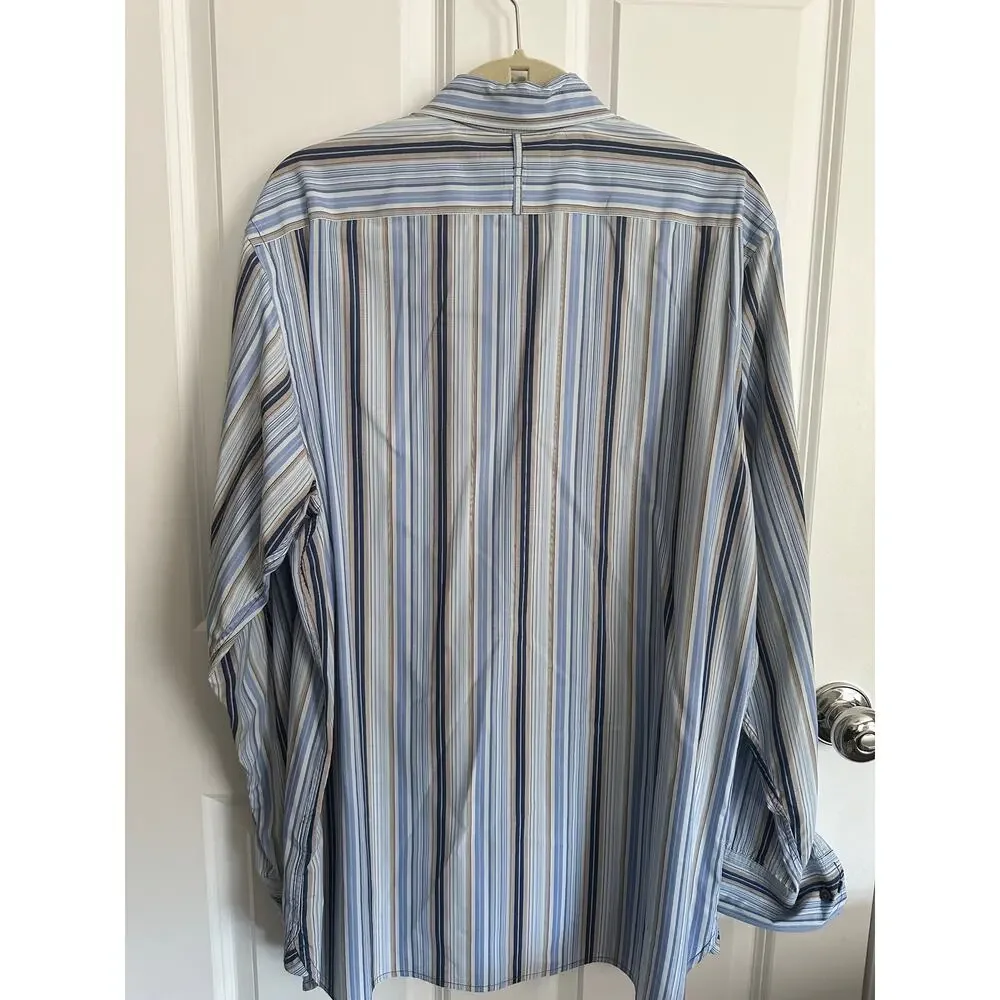 Banana Republic Men's L/S Button Down Blue Striped Shirt Large